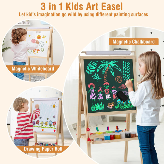 Costzon Double Sided Kids Art Easel with Magnetic Whiteboard