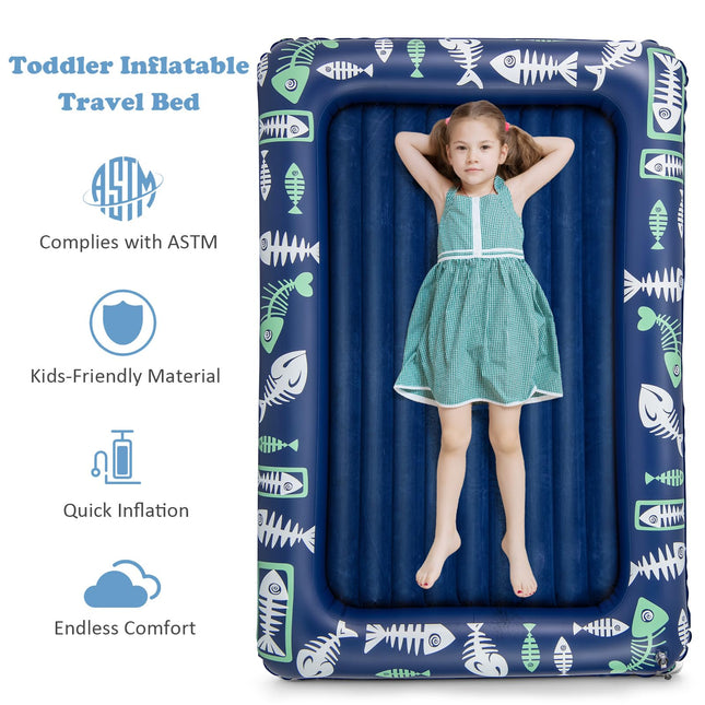 Costzon Inflatable Toddler Travel Bed, Kids Air Mattress Set w/Electric Pump