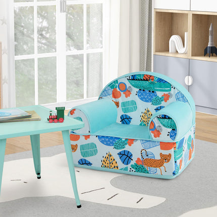 Costzon Kids Sofa, Foam Filled Armchair with Washable Velvet Cover & Soft Sponge Filling, Upholstered Sofa Chair for Preschool(Leaf)