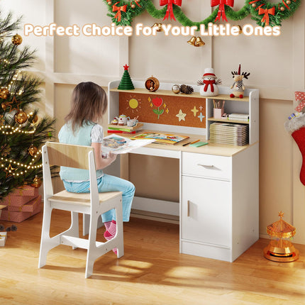 Costzon Kids Desk and Chair Set Wooden Student Writing Desk Set