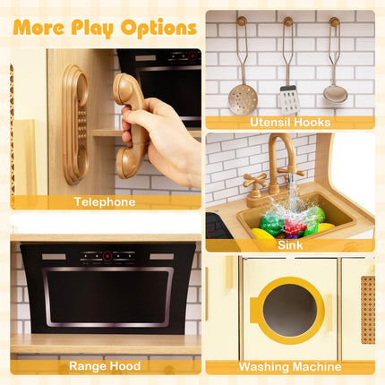 Costzon Kids Kitchen Playset Wooden Play Kitchen