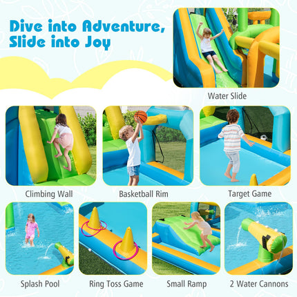 Costzon 9-in-1 Water Slide with Basketball Rim