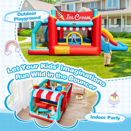 BOUNTECH Ice Cream Themed Inflatable Bounce House with Ball Pit