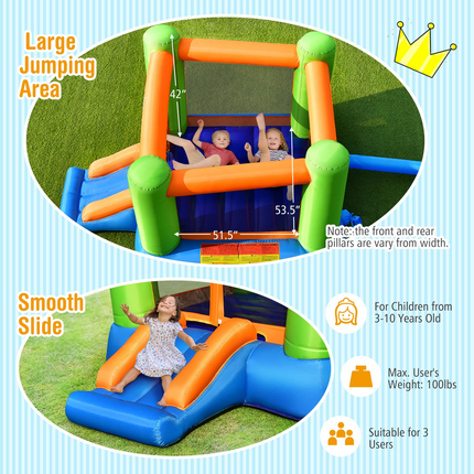 Costzon Inflatable Bounce House, Bouncy House for Kids Indoor Outdoor Party Family Fun with Slide