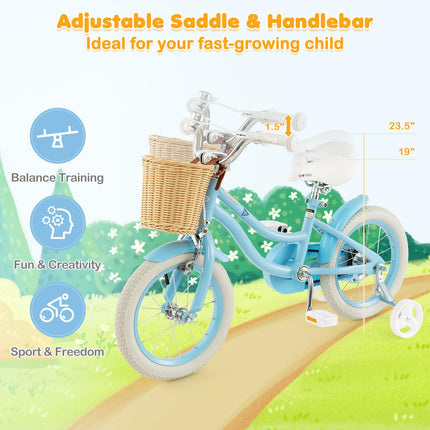 BABY JOY Kids Bike, 14 16 18 Inch Kids Bicycles for 3-8 Years Old Children with Training Wheels