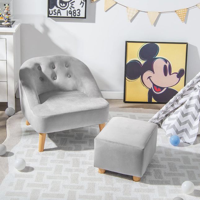 Costzon Kids Sofa with Ottoman, Toddler Chair w/Footstool