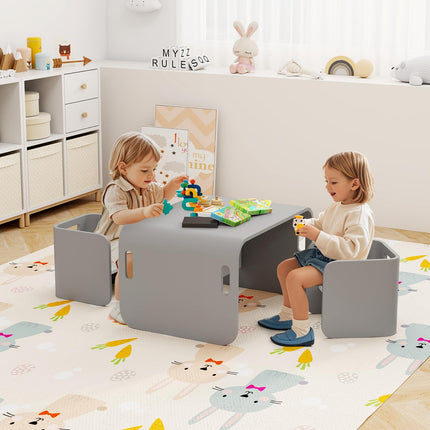 Costzon Kids Table and Chair Set, 4 in 1 Wood Activity Table, Bench, Storage Shelves, Desk for Children Reading