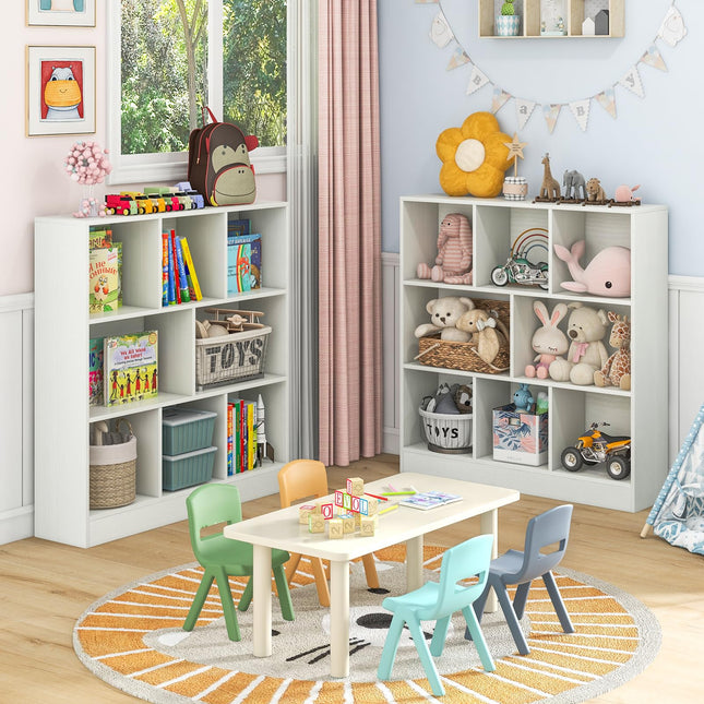 Costzon 7-Section Bookcase for Kids, Wooden Toy Storage Organizer for Books Toys