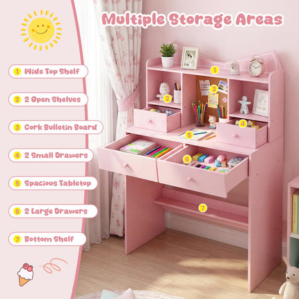 Costzon Kids Desk and Chair Set Girls Desk Student Workstation