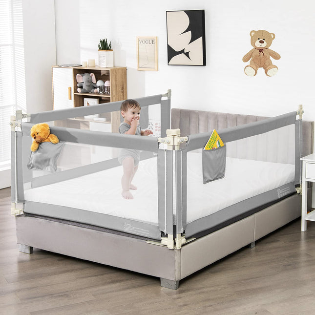 BABY JOY Bed Rail for Toddlers, 57’’ Extra Long, Height Adjustable & Foldable Baby Bed Rail Guard