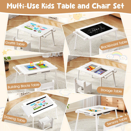 Costzon Kids Table and Chair 6 in 1 Sensory Desk Set w/Storage Bins