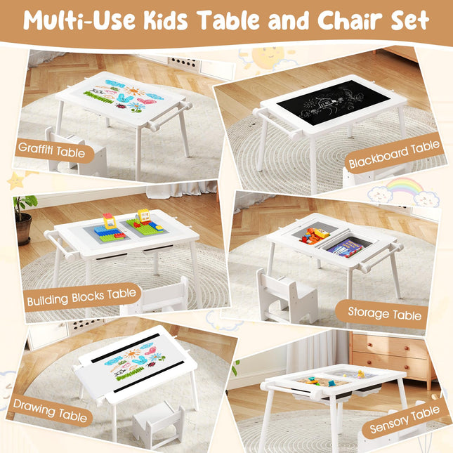 Costzon Kids Table and Chair 6 in 1 Sensory Desk Set w/Storage Bins