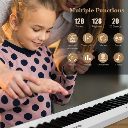 Costzon 88-Key Foldable Digital Piano Keyboard, Full Size Semi-Weighted Keyboard, Portable Electric Piano