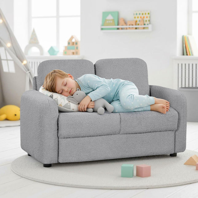 Costzon Kids Couch| Toddler Armrest Chair w/Teddy Fleece Upholstery & Solid Wooden Frame