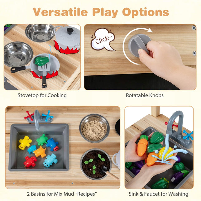 Costzon Mud Kitchen w/Stoves for Kids