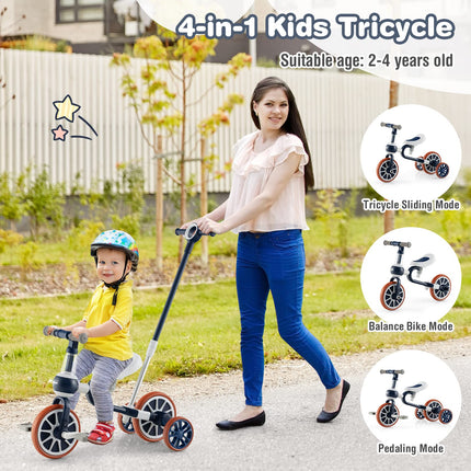 BABY JOY 4 in 1 Tricycle for Toddlers, Kids Trike Baby Balance Bike, Boy Girl Ride-on Toy