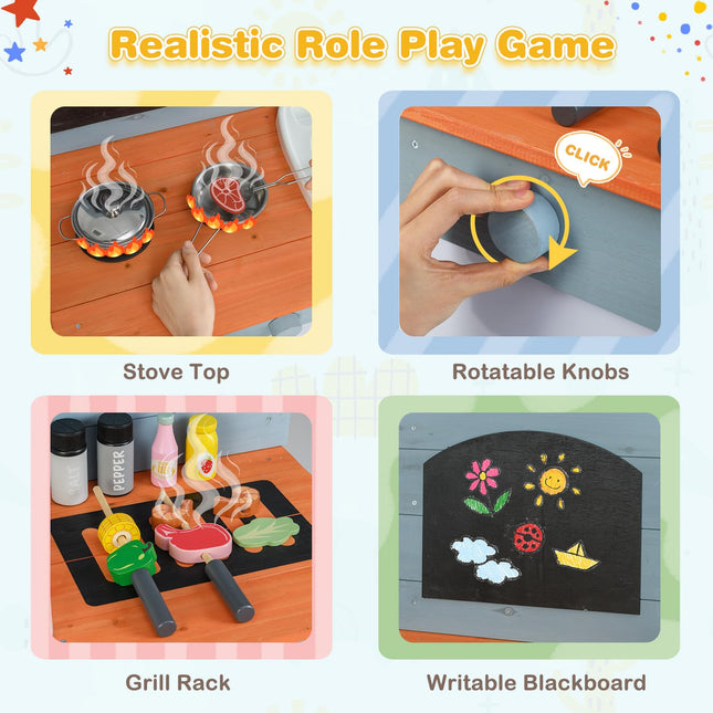 Kids Play Kitchen Set with Stoves for Boys Girls Aged 3-8