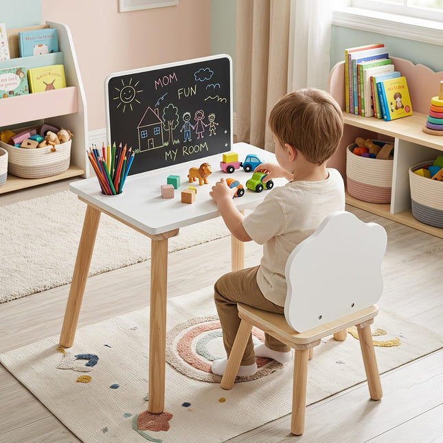 Costzon Weaning Table and Chair Set with Chalkboard | Multi Activity Desk for Toddlers