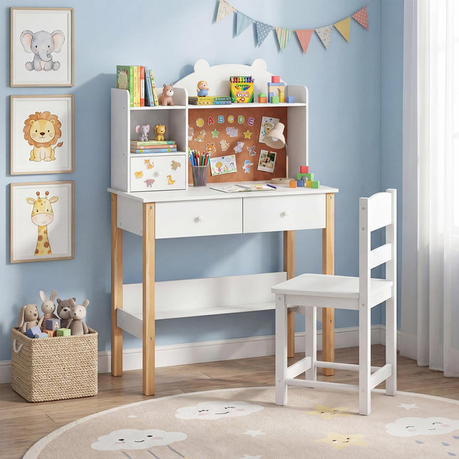 Costzon Kids Desk and Chair Set Wooden Study Writing Table