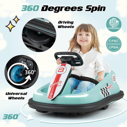 Costzon Bumper Car for Toddler 1-3, 6V Electric Kids Bumper Cars with 360° Spin, Kids Bumper Ride on Car for Boys Girls Gift