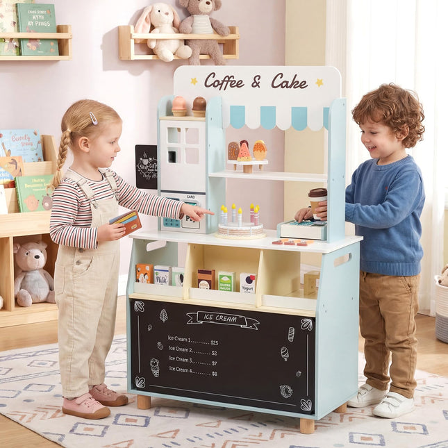 Costzon 2-in-1 Wooden Grocery Store Pretend Play