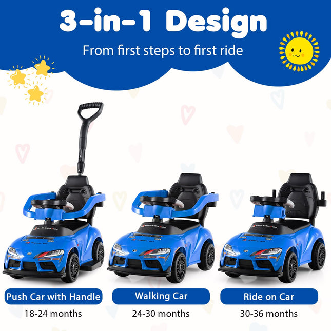 Costzon 3 in 1 Toyota Licensed Push Car for Toddlers | Foot-to-Floor Kids Ride On Toys