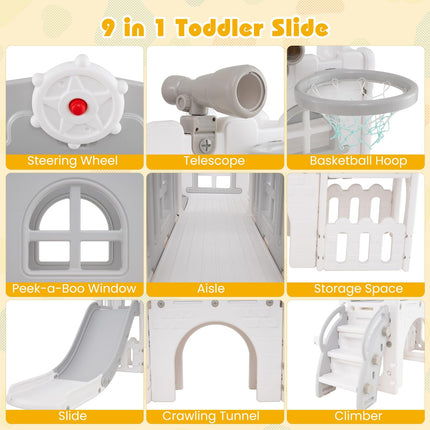 Costzon 9 in 1 Toddler Slide Kids Slide and Climber Playset