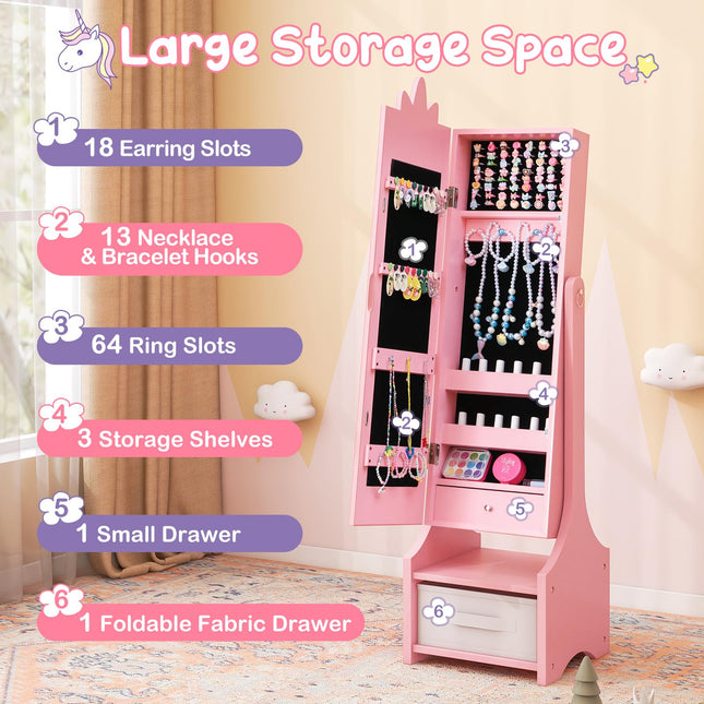 Costzon Kids Vanity Set & Jewelry Armoire Cabinet