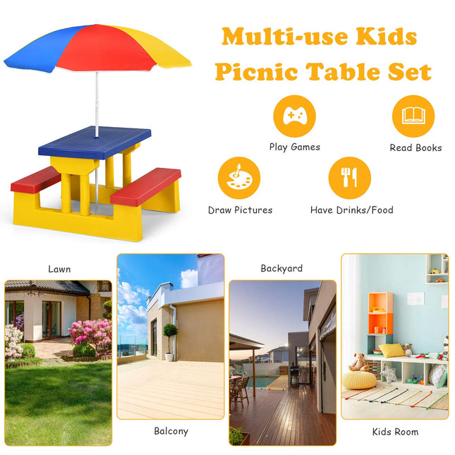 Costzon Kids Outdoor Table and Chair Sets with Removable Umbrella