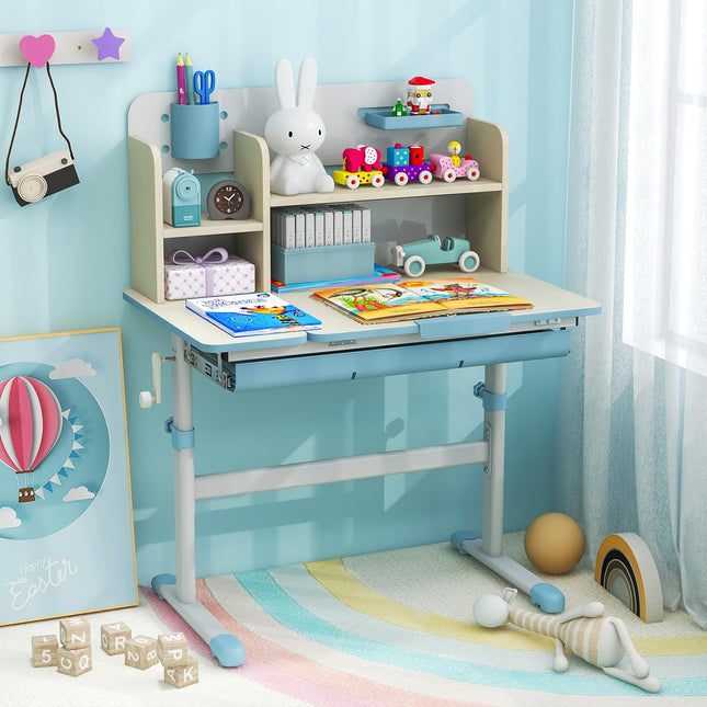 Costzon Kids Study Desk, Height Adjustable Children School Desk with Storage