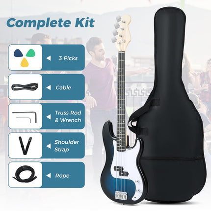 Costzon Electric Bass Guitar 46” 4 String Full Size Beginner Bass Guitar Kit