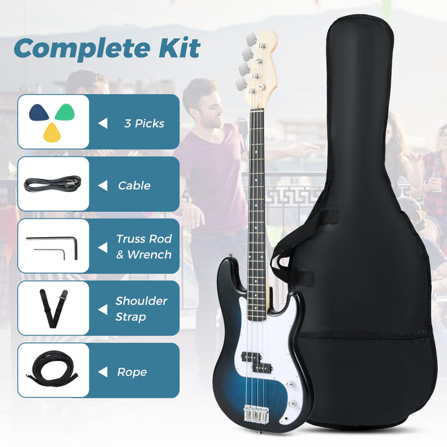 Costzon Electric Bass Guitar 46” 4 String Full Size Beginner Bass Guitar Kit