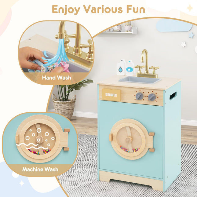 Costzon Kids Washer Playset Toy Washing Machine w/Laundry Detergent & Hand Sanitizer