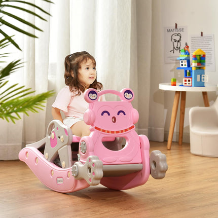 Costzon 5 in 1 Toddler Slide Rocking Toy, Slide for Kids with Detachable Stool