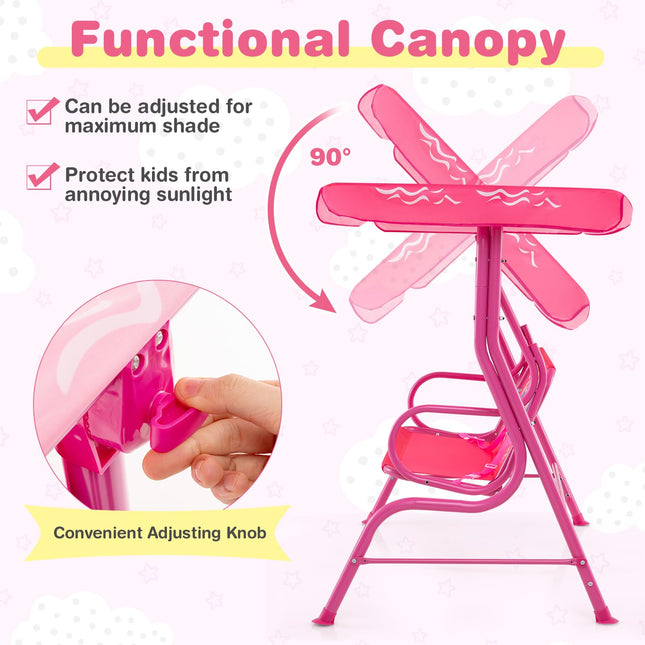 Costzon Kids All-Weather Lounge Chair Hammock with Adjustable Canopy