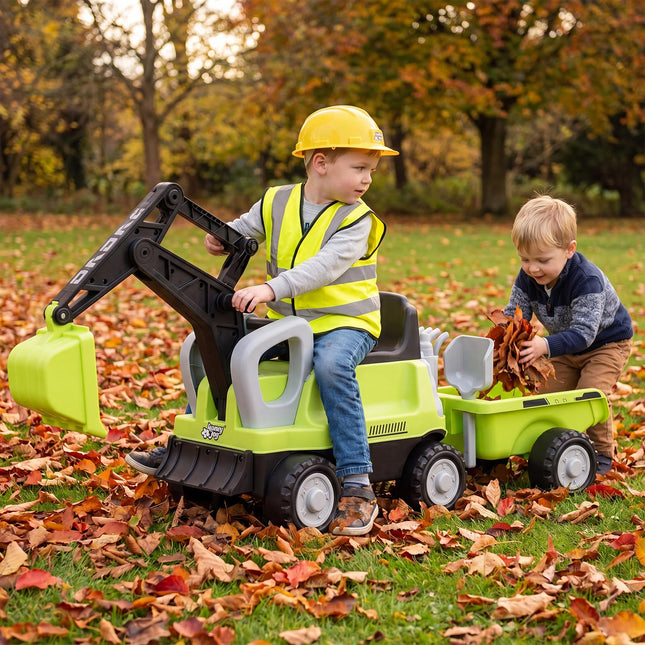 Costzon 2-in-1 Kids Ride on Excavator Tractor with Detachable Trailer