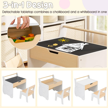 Costzon Kids Table and Chair Set, Wooden Multi-Activity Table with Blackboard