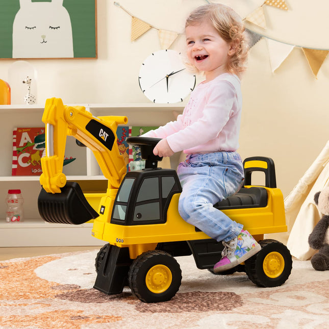 Costzon Ride on Digger, Licensed Caterpillar Excavator Toy, Toddler Construction Ride on Car