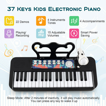 Costzon Kids Piano, 37 Key Piano Toy Keyboard w/ Microphone