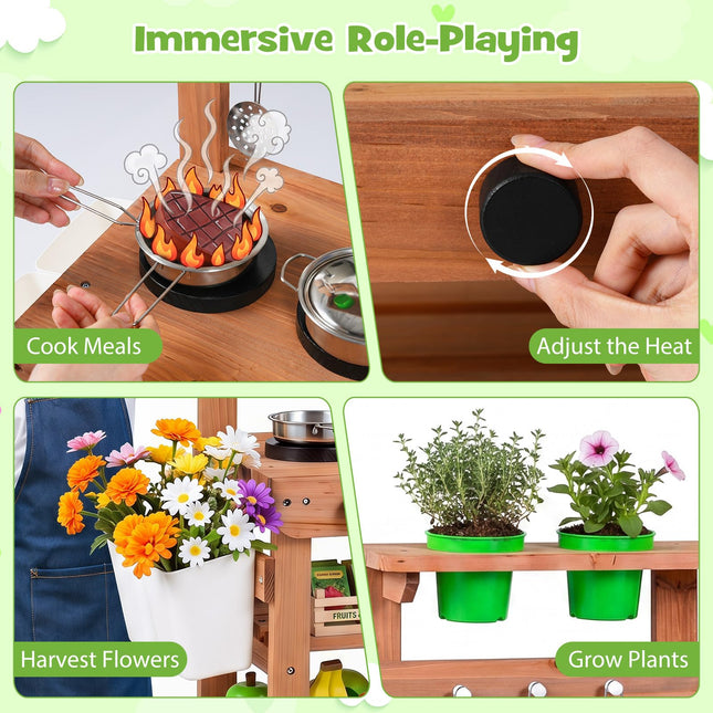 Costzon Mud Kitchen for Kids | Pretend Role Play Toy w/Wheels