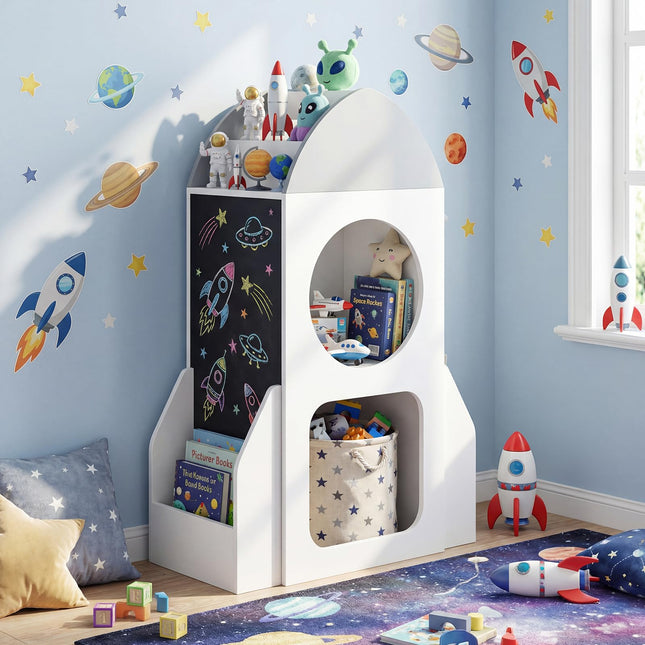 Costzon Rocket Kids Bookshelf Toddler Toy Storage Organizer