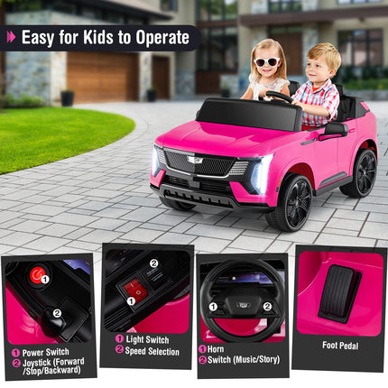 Costzon 2 Seater Ride on Truck 24V Licensed Cadillac Kids Car Electric Vehicles w/Remote Control