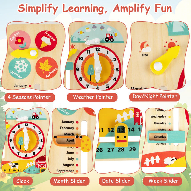 Costzon Montessori Kids Daily Learning Clock Toy