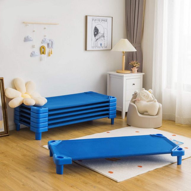 Costzon Daycare Cots for Kids, Pack of 6, 51” L x 22.5” W Stackable Nap Cots with Easy Lift Corners