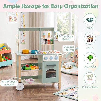 Costzon Play Kitchen for Kids | Rolling Chef Grocery Store Pretend Play Set for Girls Boys 3+
