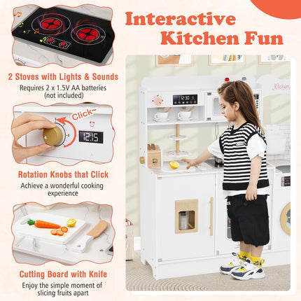 Costzon Kids Kitchen Playset Toddler Wooden Pretend Playset