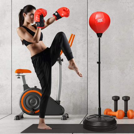Costzon Punching Bag, Height Adjustable Boxing Equipment for Adults Teens w/Inflatable Ball, Boxing Gloves & Pump