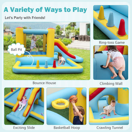 BOUNTECH Inflatable Bounce House with Ball Pit, Long Slide & Tunnel Bouncy House for Kids