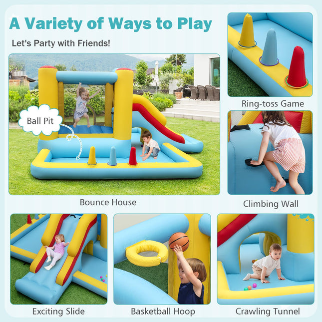 BOUNTECH Inflatable Bounce House with Ball Pit, Long Slide & Tunnel Bouncy House for Kids