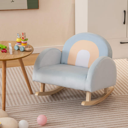 Costzon Kids Sofa, Rocking Chair with Solid Wood Frames, Plush Fabric, Anti-Tipping Design for Kids Room